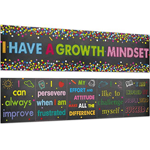 Classroom Banner Confetti-Themed Growth Mindset Poster for Classroom Bulletin Board Decoration