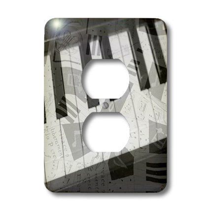 3dRose lsp_64839_6 A Keyboard From A Clavinova in A Double Exposure with Music Notes  2 Plug Outlet Cover