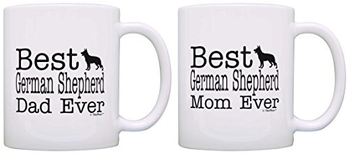 Dog Lover Gift Best German Shepherd Mom Dad Ever Puppy Bundle 2 Pack Gift Coffee Mugs Tea Cups White