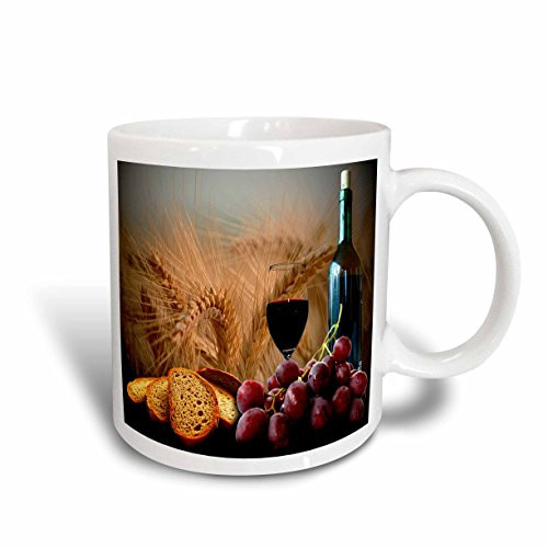 3dRose Wine Bread Grapes Ceramic Mug, 11-Ounce