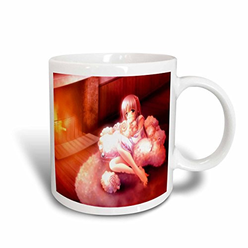 3dRose mug_55176_1 Anime Girl with Sheep Ceramic Mug, 11-Ounce