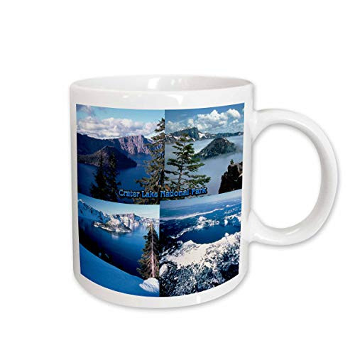 3dRose Crater Lake National Park Collage Ceramic Mug, 15-Ounce