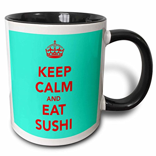 3dRose 173314_4 Keep Calm And Eat Sushi Two Tone Mug, 11oz, Black 3dRose 173314_4 Keep Calm And Eat Sushi Two Tone Mug, 11oz, Black