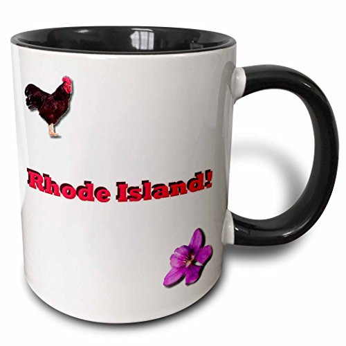 3dRose mug_38056_4"Rhode Island" Two Tone Black Mug, 11 oz, Multicolor