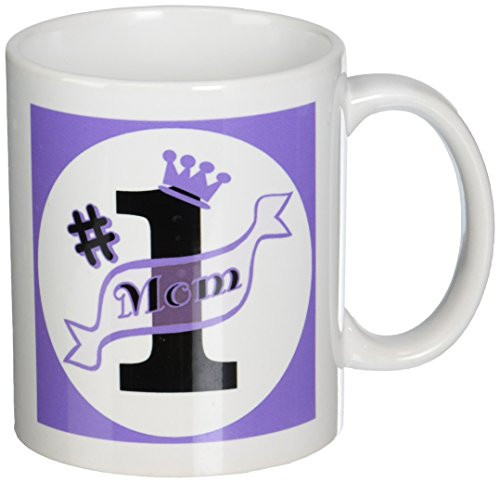 3dRose Number One Mom Purple Ceramic Mug, 11-Ounce