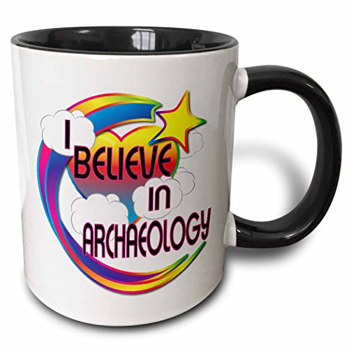 3dRose 166230_4 Archaeology Cute Believer Design Two Tone Mug, 11 oz, Black