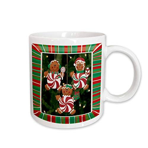 3dRose Peppermint Gingerbread Ornaments Mug, 11-Ounce