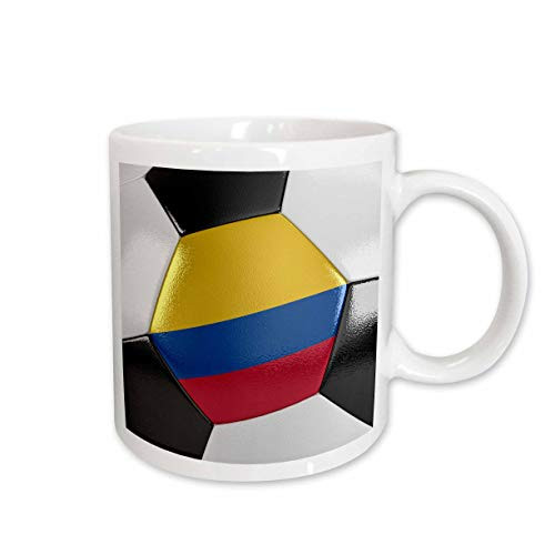 3dRose 181215_1 Colombia Soccer Ball Ceramic Mug, 11 oz, White