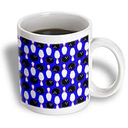 3dRose Blue Bowling Print Ceramic Mug, 11-Ounce