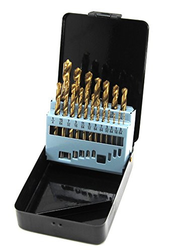 Elitexion HSS Titanium Coated Twist Drill Bit Tool Set - 19 Pieces