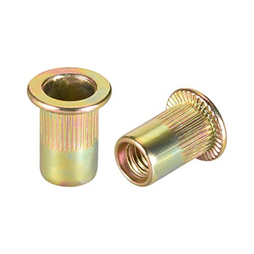 uxcell M6 Carbon Steel Rivet Nuts Flat Head Insert Nutsert Yellow Zinc Plated 20 Pcs uxcell M6 Carbon Steel Rivet Nuts Flat Head Insert Nutsert Yellow Zinc Plated 20 Pcs