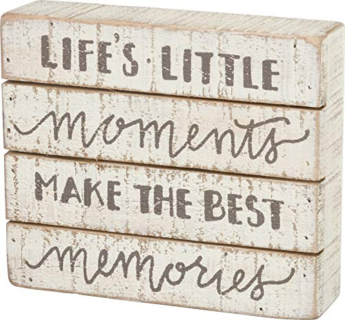 Primitives by Kathy Hand Lettered Slat Wood Box Sign, 7 x 6-Inches, Little Moments Make Best Memories Primitives by Kathy Hand Lettered Slat Wood Box Sign, 7 x 6-Inches, Little Moments Make Best Memories