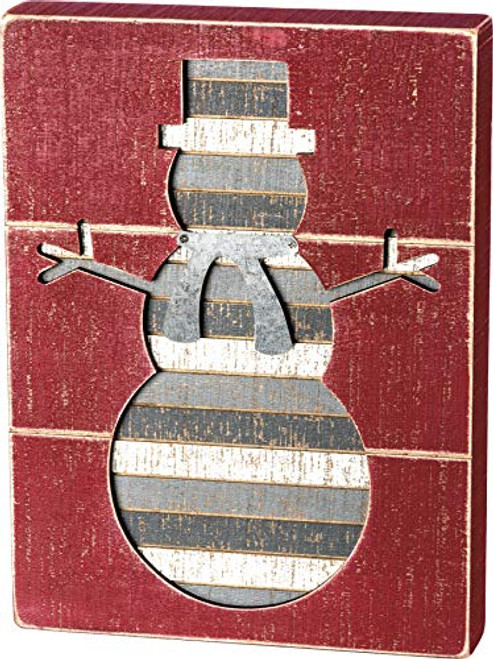 Primitives by Kathy Rustic Slat Box Sign, 9 x 12-Inches, Snowman Primitives by Kathy Rustic Slat Box Sign, 9 x 12-Inches, Snowman
