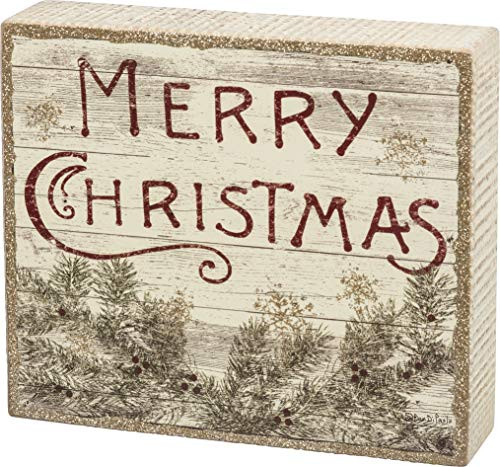 Primitives by Kathy Wood Box Sign, 7" x 6", Christmas Pine