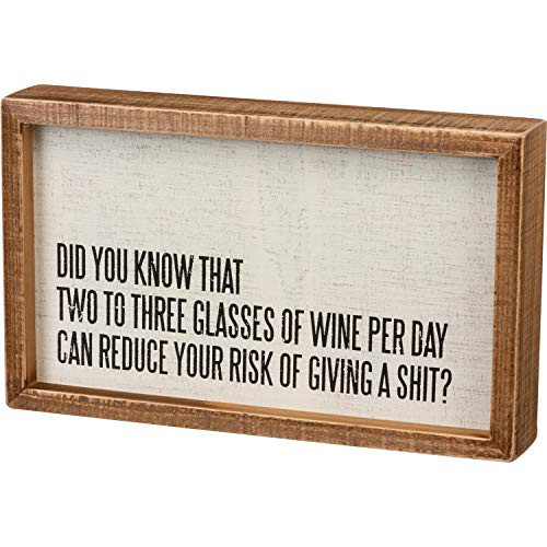 Primitives by Kathy Inset Box Sign - Wine Can Reduce Your Risk
