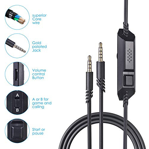 A40 Replacement Cable Inline Mute Volume Control with Microphone for Astro A10/A40 Headsets Cord Lead Compatible with Xbox One Play Station 4 PS4 Headphone Audio Extension Cable 1M