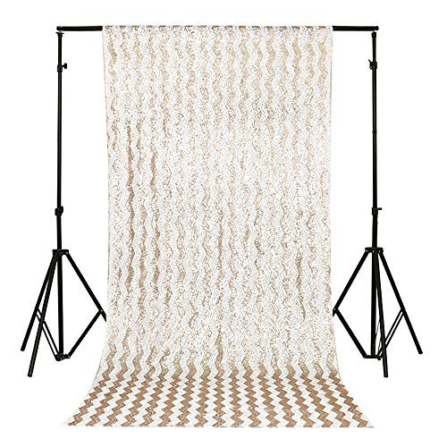 TRLYC 4Ft7Ft Champagne Chevron Ceremony Background Sequin Backdrop/Curtain for Wedding