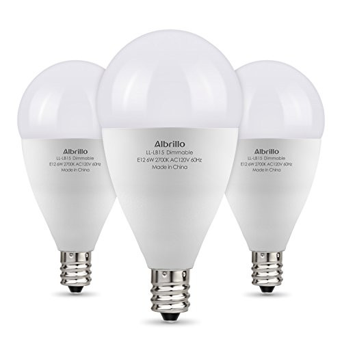 Albrillo E12 Bulb Dimmable LED Candelabra Bulbs, 60 Watt Incandescent Light Equivalent, Warm White 2700K, 3 Pack