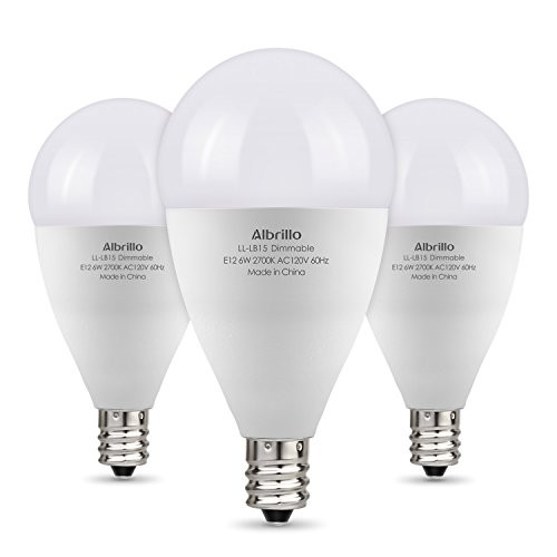 Albrillo E12 Bulb Dimmable LED Candelabra Bulbs, 60 Watt Incandescent Light Equivalent, Warm White 2700K, 3 Pack Albrillo E12 Bulb Dimmable LED Candelabra Bulbs, 60 Watt Incandescent Light Equivalent, Warm White 2700K, 3 Pack