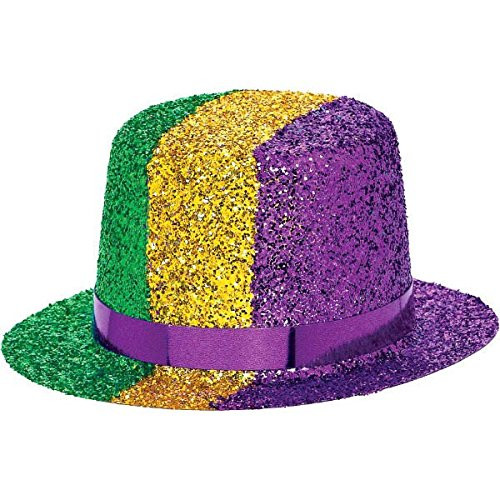 Amscan 259907 Mini Glitter Top Hat Mardi Gras Costume Headwear Party Supplies (1 Piece), Multicolor