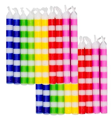 Creative Converting Striped Birthday Candles, Multicolor (40-Pack)