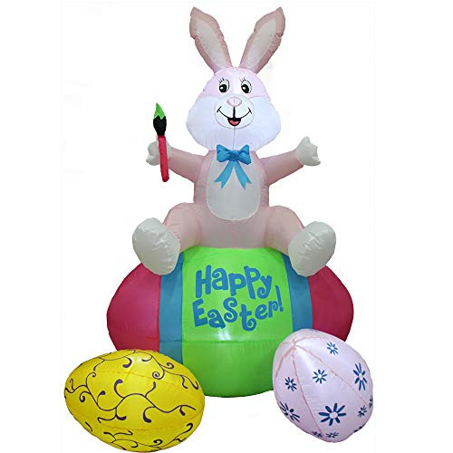 Impact Canopy Inflatable Outdoor Easter Decoration, Easter Bunny and Eggs, 5 Feet Tall