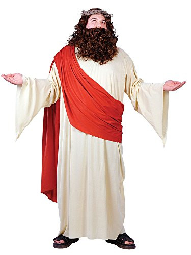 FunWorld Men's Plus Jesus Costume, Cream/Red, Plus Size Costume