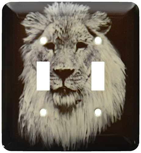 3dRose lsp_36131_2 African Lion Full Head Painting in Black and White Double Toggle Switch