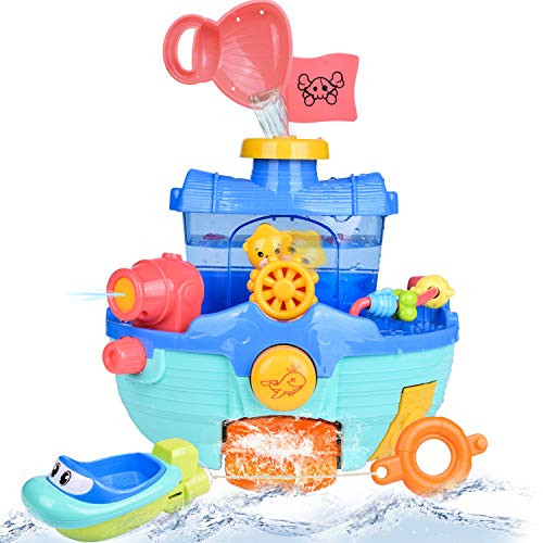 Fun Little Toys Toddler Bath Toy Boats Set, 2 Bath Boats for Kids, Bathtub Water Toys for Boys and Girls