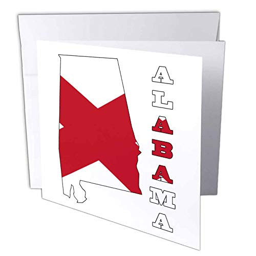 3dRose Alabama state flag in the outline map and Letters of Alabama - Greeting Cards, 6 x 6 inches, set of 12 (gc_58721_2) 3dRose Alabama state flag in the outline map and Letters of Alabama - Greeting Cards, 6 x 6 inches, set of 12 (gc_58721_2)