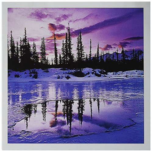 3dRose Alaskan Purple Sunset - Greeting Cards, 6 x 6 inches, set of 6 (gc_57581_1)
