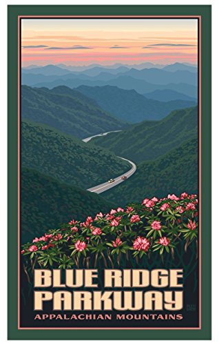 Blue Ridge Parkway Appalachian Mountains Travel Art Print Poster by Paul Leighton (12" x 18")