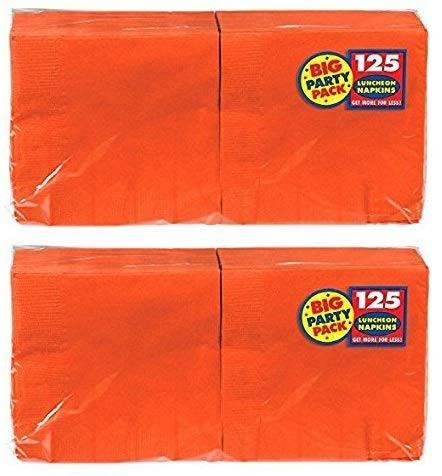 amscan Big Party Pack 250 Count Luncheon Napkins, Orange