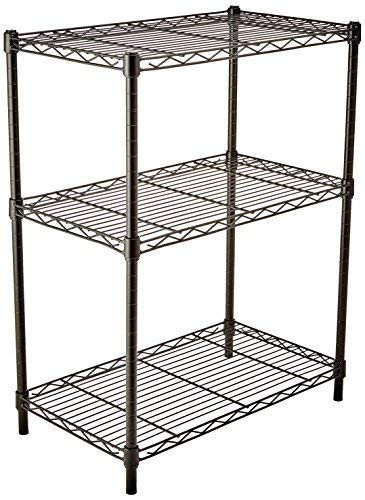 AmazonBasics 3-Shelf Shelving Storage Unit, Metal Organizer Wire Rack, Black (23.2L x 13.4W x 30H)