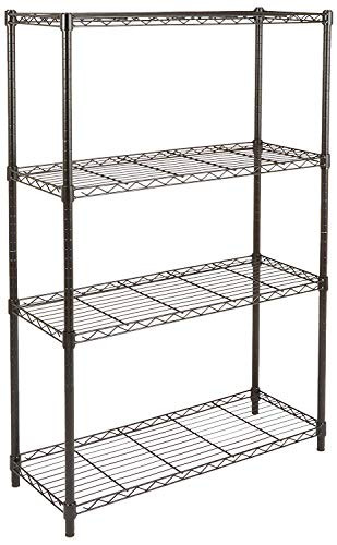 AmazonBasics 4-Shelf Shelving Storage Unit, Metal Organizer Wire Rack, Black (36L x 14W x 54H)