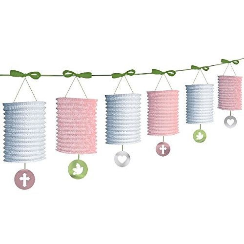 amscan Sweet Christening Pink Paper Lantern Garland | Party Decoration