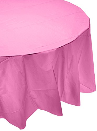 Amscan Bright PInk Round Plastic Table Cover | Party Tableware
