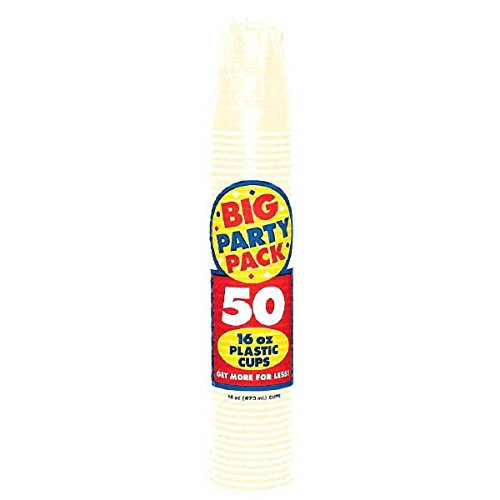 Big Party Pack Vanilla Creme Plastic Cups | 16 oz. | Pack of 50 | Party Supply