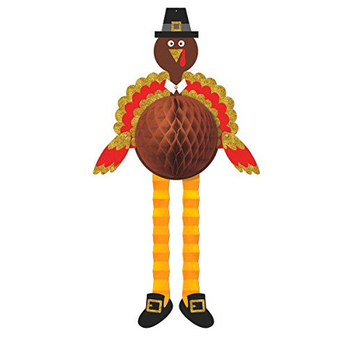 amscan Thanksgiving Hanging Honeycomb Turkey | Party Decoration, 9 Ct.