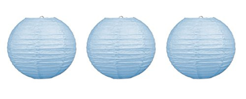Beistle 54570-LB 3 Piece 9.5" Paper Lanterns, Light Blue