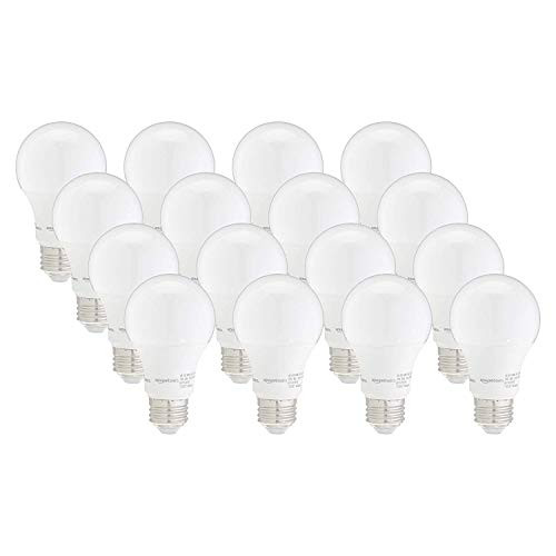 AmazonBasics 40W Equivalent, Daylight, Dimmable, 10,000 Hour Lifetime, A19 LED Light Bulb | 16-Pack