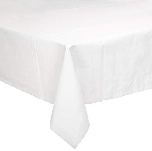 AmazonBasics Poly-Lined Paper Tablecloth, 54" x 108", White, 25-Count