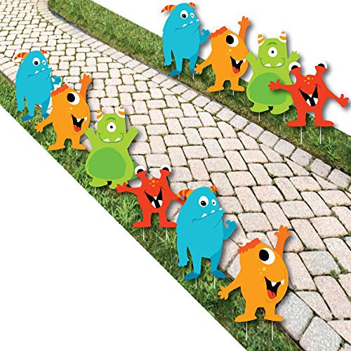 Monster Bash - Lawn Decorations - Outdoor Little Monster Birthday Party or Baby Shower Yard Decorations - 10 Piece