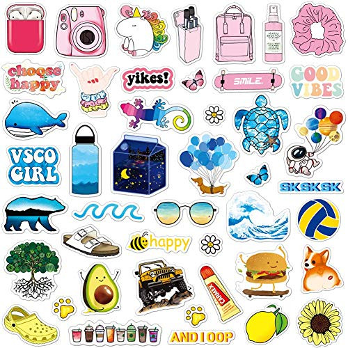 ANERZA VSCO Stickers for Hydro Flask, VSCO Girl Stuff, Waterproof Water Bottle Stickers for Hydroflasks, Laptop, Phone, Cute Trendy Aesthetic Vinyl Stickers for Teens, Girls?45pcs Multi Color?