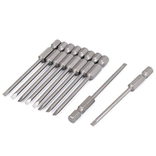 uxcell 75mm Long 3mm Tip Width Magnetic Slotted Screwdriver Bits 10pcs