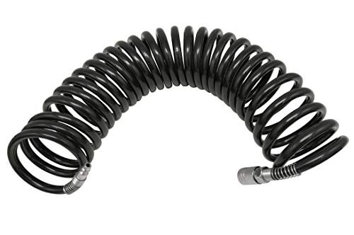 Recoil Air Hose Air Line OD 3/8 Inch Portable Polyurethane Coil Hose with 1/4 Inch Quick Fittings for Air Compressor, Heavy Duty Sprayer and Industrial Usage 25FT