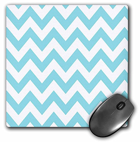 3drose Aqua and White Chevron - Mouse Pad