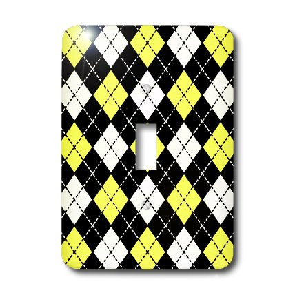3dRose Lsp_20418_1 Argyle Design Yellow Black White Single Toggle Switch