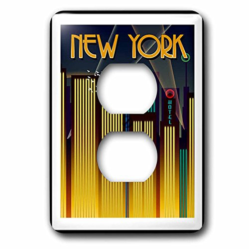 3dRose lsp_60474_6 Art Deco New York Poster 2 Plug Outlet Cover