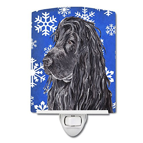 Caroline's Treasures SC9597CNL Black Cocker Spaniel Winter Snowflakes Ceramic Night Light, 6x4x3, Multicolor